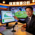 体育分析专家张教授在演播室分析比赛数据